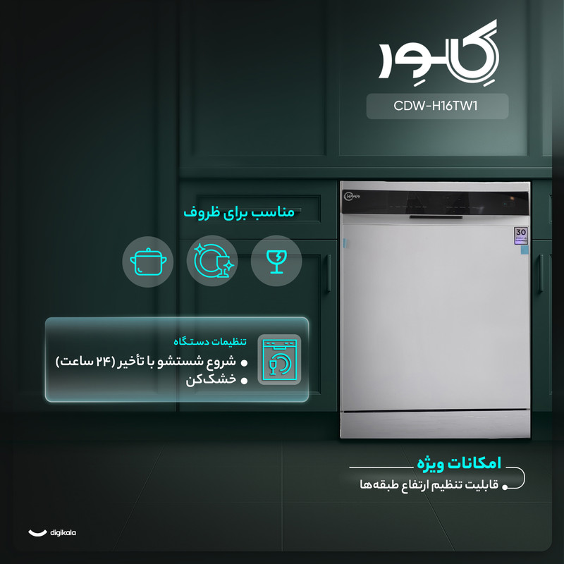 ماشین ظرفشویی کلور 13نفره مدل CDW-H13VS1 استیل کلور - تصویر 3