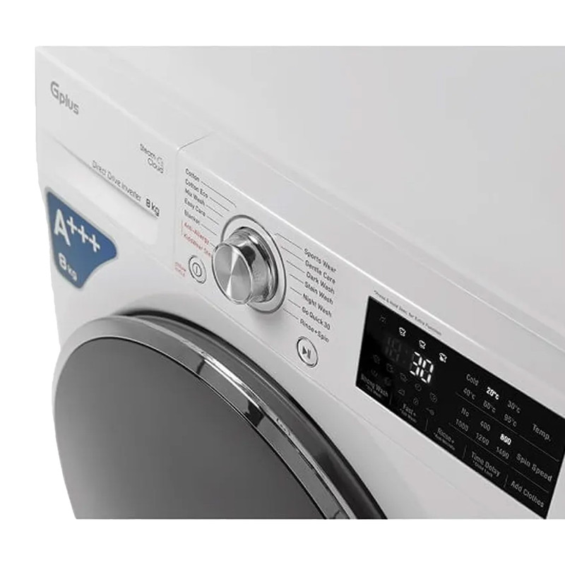 ماشین لباسشویی جی پلاس اتومات 8KG مدل GWM-M880W سفید جی‌پلاس - تصویر 4