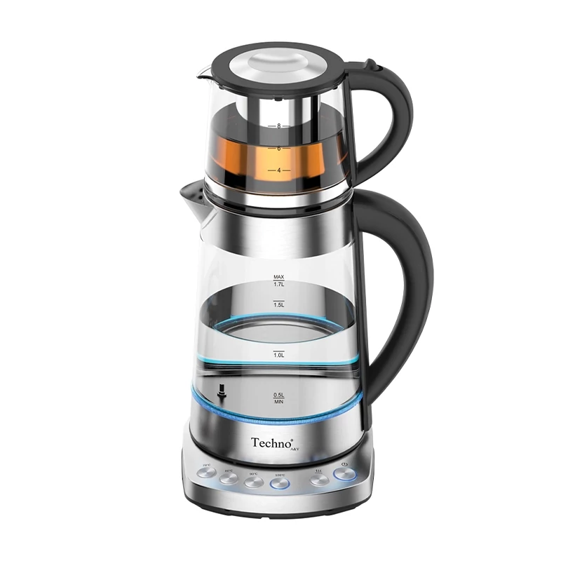 چای ساز روهمی تکنو پیرکس مدل TE-937 استیل مشکی