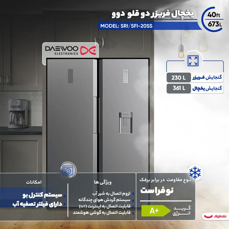 یخچال فریزر دوو فریزر بالا مدل TMI-30MW-TMF سفید متالیک دوو - تصویر 3
